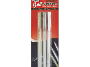 Metallic Gel Ink penn Gull+ Sølv+ Hvit 3pk