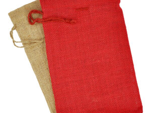 Jutepose, 12 x 17cm, natur, med snøring