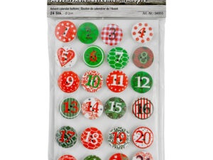 Tallknapper for adventskalender; 2 cm, 24 stk/pose