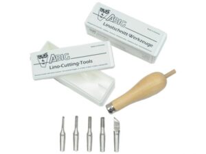 Linoleum/tre kniver - Sett